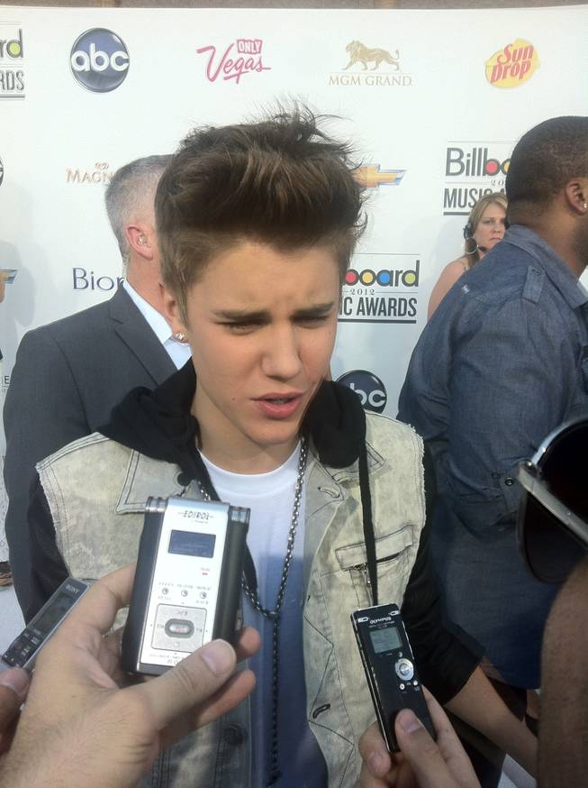 Justin Bieber on the red carpet at the 2012 Billboard Music Awards at MGM Grand Garden Arena. Bieber would win an award, of course.