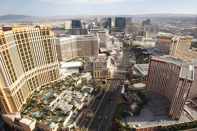 A view of the Las Vegas Strip taken from a helicopter May 21, 2012.