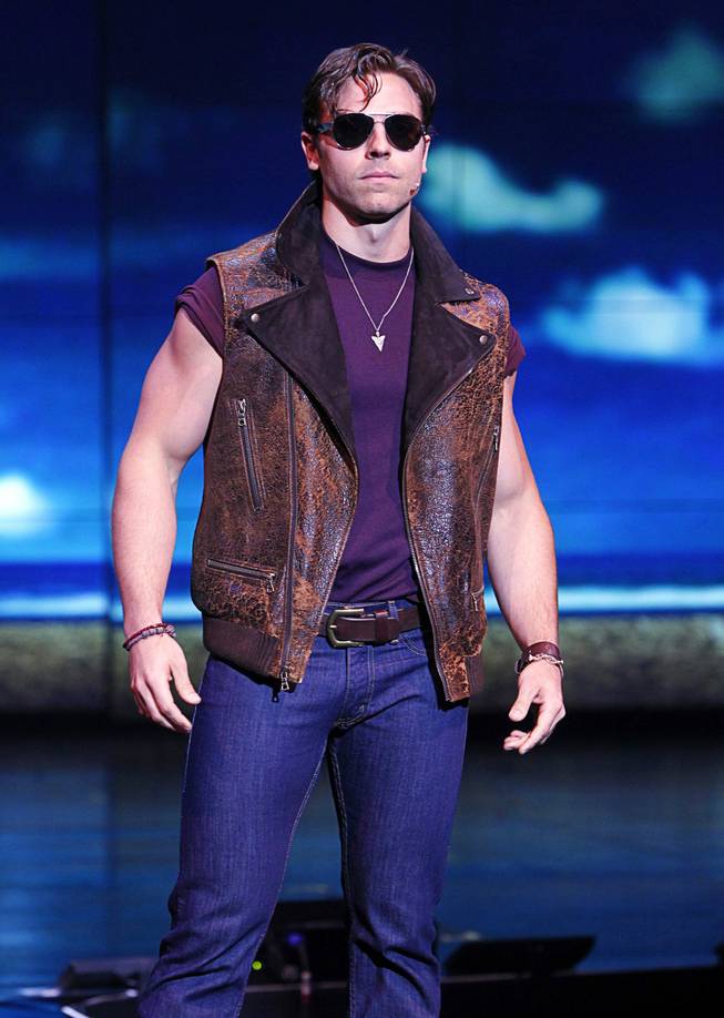 Colt Prattes, who plays Mitch, models an outfit during a media preview of "Surf the Musical" at Planet Hollywood on Tuesday, May 29, 2012. The new production show, featuring the songs of The Beach Boys, is expected to open at the resort in mid-June.