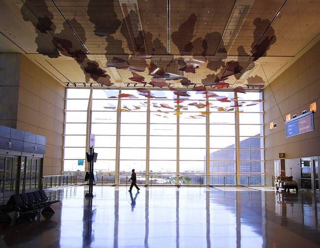 A sculpture titled "Desert Sunrise" by Rob Fisher Sculpture, LLC is seen during a preview of McCarran's new Terminal 3 Saturday, June 2, 2012.