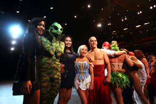 Chaparral High School students pose for photos with the cast of Le Reve - The Dream before attending the show at Wynn Las Vegas on Tuesday, June 5, 2012.