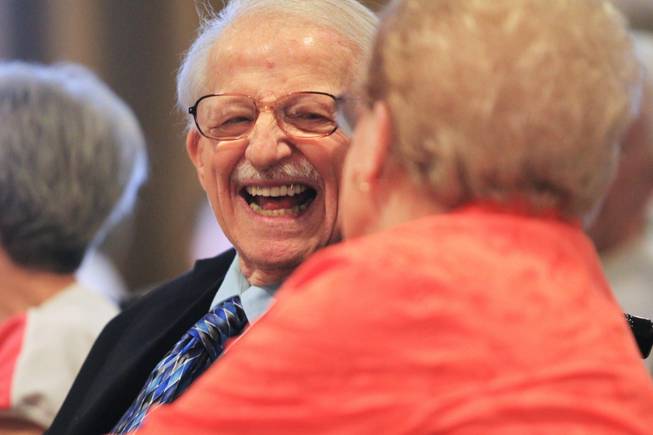 Mickey Mastropietro smiles at his wife Rose Mastropietro during a wedding vow renewal ceremony at Las Ventanas Wednesday, June 6, 2012. The Mastropietros have been married for 60 years.