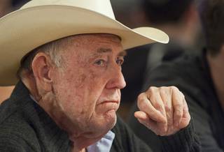 Poker legend Doyle Brunson competes during the opening day of the World Series of Poker $50,000 Poker Players' Championship tournament at the Rio Sunday, June 24, 2012.