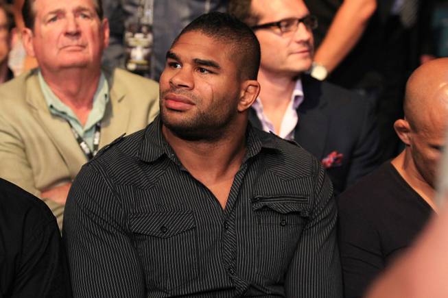 Alastair Overeem is seen octagon-side at UFC 148 Saturday, July 7, 2012 at the MGM Grand Garden Arena.