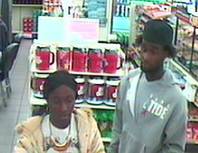 Metro Police are asking the public’s help in locating these suspects wanted in a robbery last month of a Las Vegas man in his driveway. The photo is from surveillance video at a store in the 3000 block of Pecos, where the two went after the robbery.