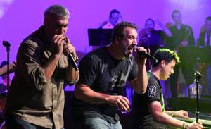 Taylor Hicks, Joey Fatone and Frankie Moreno perform "Mustang Sally" in the Lounge at the Palms on Saturday, July 14, 2012.

