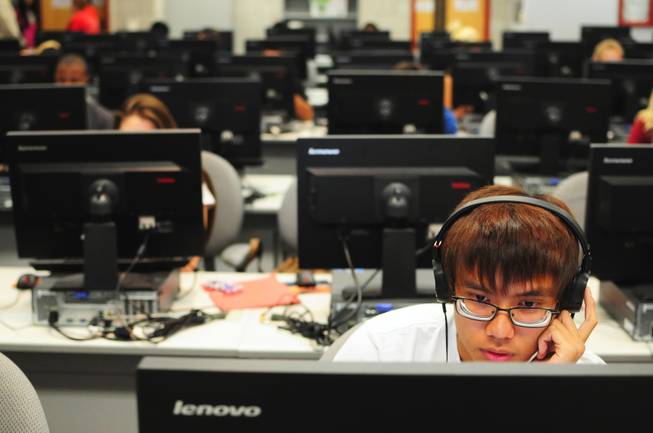 Timmy Nguyen, 18, studies at UNLV's Summer Bridge program on Tuesday, July 17, 2012. The new program helps incoming freshmen avoid costly remedial math courses by preparing them for five weeks over the summer to pass a math proficiency exam that places them into a college-level math course.
