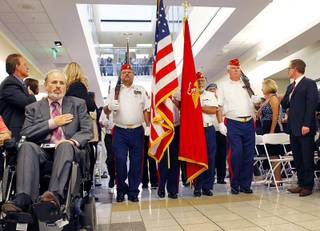 Members of the Marine Corp League and Catholic War Veterans participate in a dedication ceremony for the VA Southern Nevada Healthcare System Las Vegas Medical Center (VASNHS) in North Las Vegas Monday, August 6, 2012.