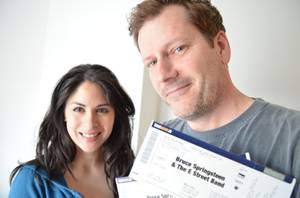 Las Vegas Wranglers President Billy Johnson and his wife, Erica, show off their tickets to see Springsteen in Zurich.