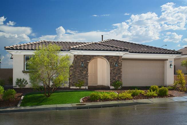 An exterior view of a model home by Harmony Homes for their Bilbray Ranch project based in Laughlin.