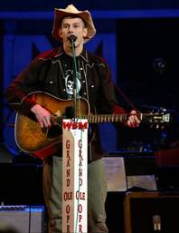 Hank Williams III, son of Hank Williams Jr., pays tribute to his grandfather Hank Williams Sr. during an event held to commemorate the 50th anniversary of Hank Sr.'s death Saturday, Jan. 4, 2003, at the Grand Ole Opry at the Ryman Auditorium in Nashville, Tenn. 