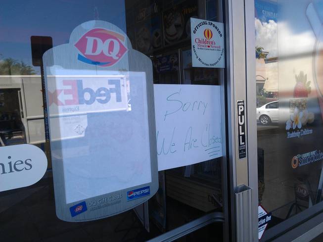 The Dairy Queen at 2595 S. Maryland Parkway remained closed for business Monday, Aug. 20, 2012, one day after an employee shot to death a sword-yielding man who had attempted to rob the store.