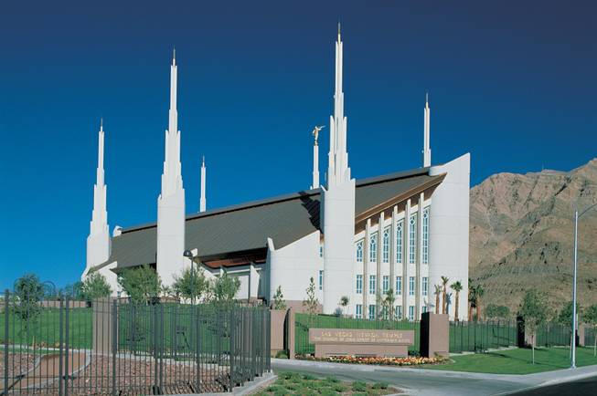 A view of the Mormon temple in Las Vegas.