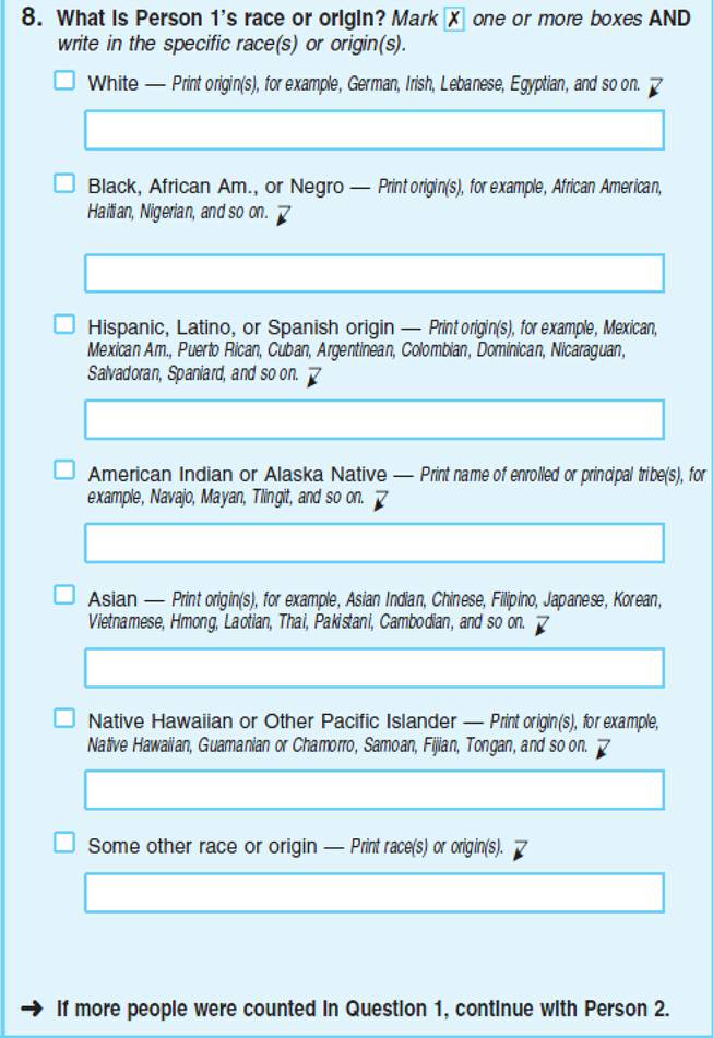Census question on race.