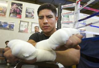 Las Vegan welterweight boxer Jessie Vargas poses before a workout at Top Rank Gym Tuesday Sept. 4, 2012. Vargas will fight Aron Martinez of Los Angeles at the Hard Rock Hotel on Thursday, September 13.