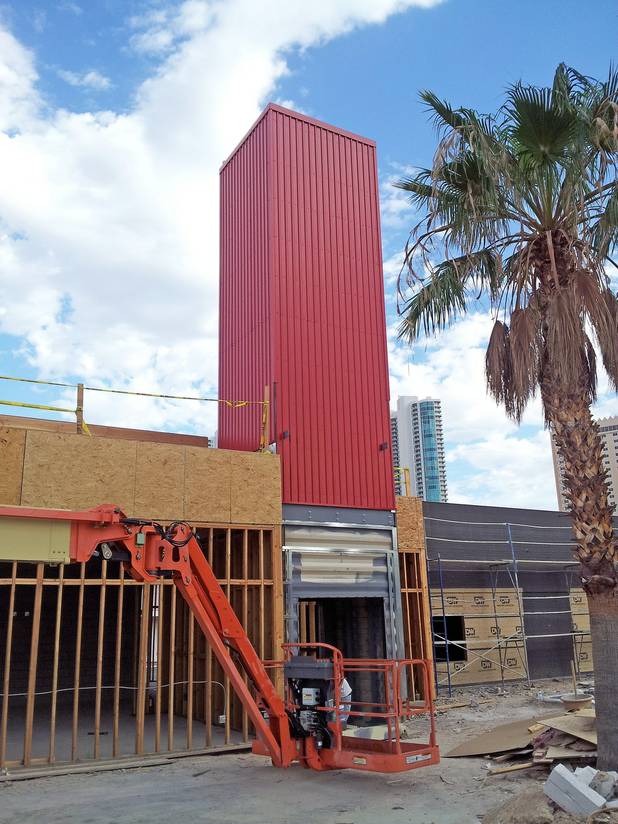 The under-construction site of the Strip Gun Club is shown recently. The shooting range is scheduled to open in October. 