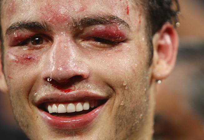 Julio Cesar Chavez Jr. of Mexico is shown after losing his WBC middleweight title to Sergio Martinez of Argentina at the Thomas & Mack Center in Las Vegas, Nevada Sept. 15, 2012.