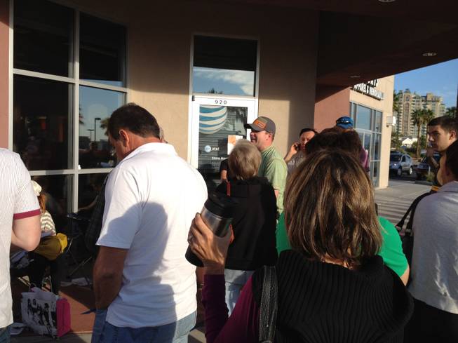 About 50 people lined up outside the AT&T store in Summerlin at 920 S. Rampart Blvd. shortly before 8 a.m. Friday, Sept. 21, 2012, to buy the new iPhone 5.