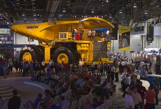 A Komatsu mining truck is displayed during the MINExpo International 2012 trade show at the Las Vegas Convention Center Monday, Sept. 24, 2012.