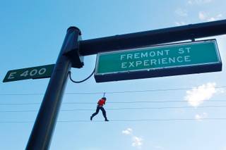 People enjoy the Flightlinez at Fremont Street Experience Wednesday, Sept. 26, 2012.