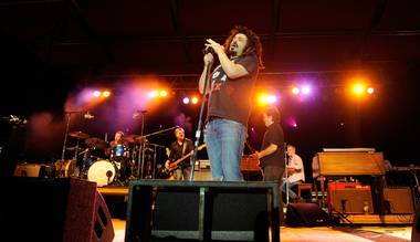 Drummer Jim Bogios, bassist Millard Powers, singer Adam Duritz and guitarist David Immergluck of the Counting Crows perform at the Epicurean Charitable Foundation’s 11th Annual M.E.N.U.S. scholarship fundraiser at the M Resort on Friday, Sept. 28, 2012.


