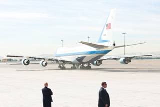 President Obama departs Las Vegas via McCarran International Airport after a 3-day stay, Wednesday Oct. 3, 2012.