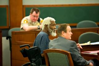 Nathan Burkett, accused in the decades-old deaths of two Las Vegas women, appears in court at the Regional Justice Center, Friday Oct. 5, 2012.