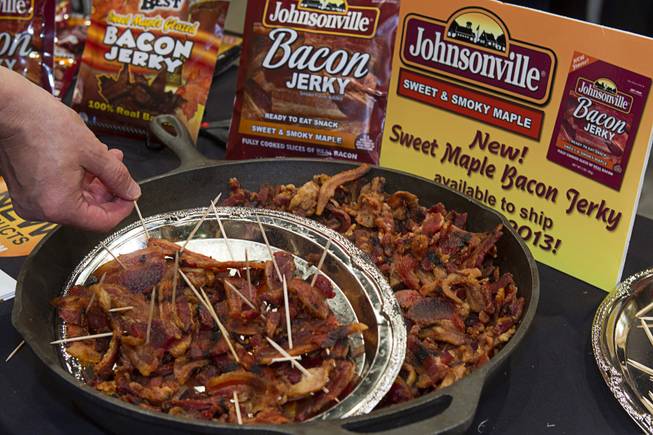 Johnsonville bacon jerky is displayed during the annual National Association ...