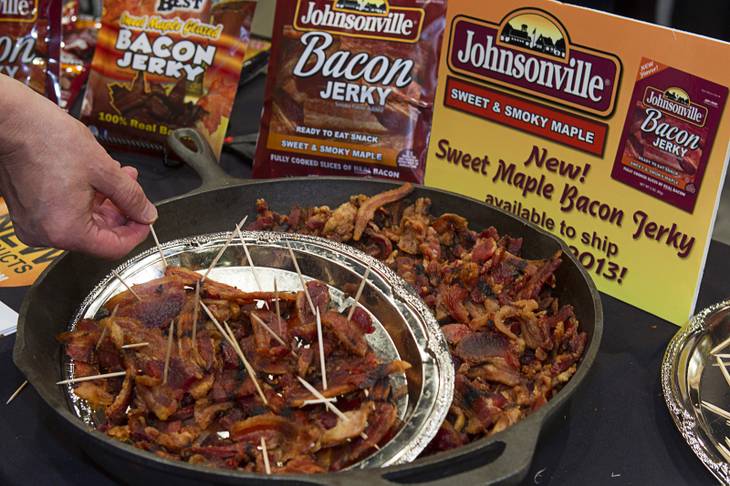 Johnsonville bacon jerky is displayed during the annual National Association of Convenience Stores (NACS) trade show at the Las Vegas Convention Center Monday, Oct. 8, 2012.