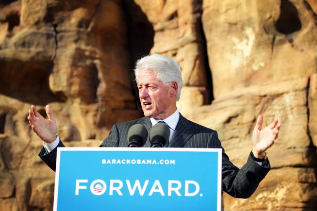 Former President Bill Clinton speaks during a rally at the ...