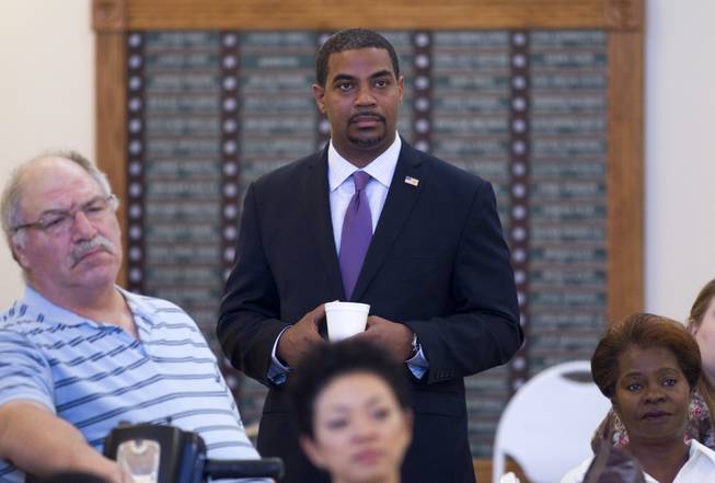 Steven Horsford, candidate for the state's 4th Congressional District, waits for a debate with Danny Tarkanian at Temple Sinai of Las Vegas in Summerlin Sunday, Oct. 14, 2012. The temple's Men's Club sponsored the debate.