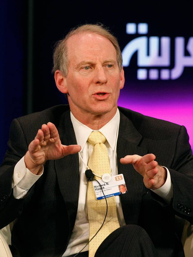 Richard Haass, president of the Council on Foreign Relations, speaks during a session at the World Economic Forum in Davos, Switzerland, Jan. 28, 2011. Haass spoke at an Anti-Defamation League function in Las Vegas on Thursday. 