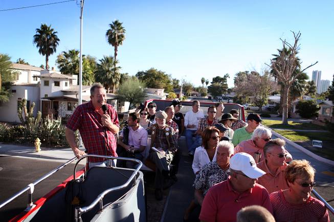 Realtor Jack Levine leads a midcentury modern bus tour of homes in Las Vegas on Sunday, October 28, 2012.