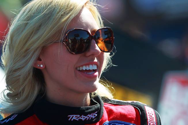 Courtney Force is seen before her race during the 12th Annual Big O Tires Nationals NHRA drag race on The Strip at Las Vegas Motor Speedway Sunday, Oct. 28, 2012.