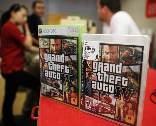 Cases of the video game Grand Theft Auto IV are displayed at a Best Buy store in West Hollywood, Calif., April 29, 2008.