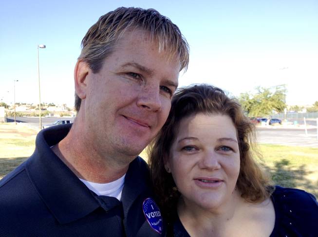 James and Jennifer Lampier at the polls on election day in Henderson, NV, Tuesday, Nov. 6, 2012.
