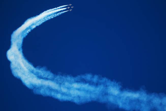 The Air Force Thunderbirds perform during the annual Aviation Nation air show at Nellis Air Force Base Saturday, Nov. 10, 2012.