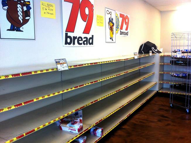 The shelves of the Wonder Hostess Bakery Outlet on 4348 E. Craig Road are bare after customers picked the store clean. Hostess announced today (Friday, Nov. 16, 2012) that it was shutting down and would be liquidating remaining products.