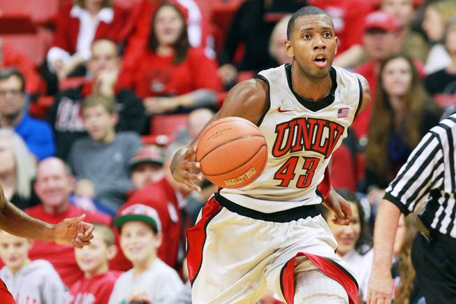 UNLV forward Mike Moser takes the ball up court after a rebound against Jacksonville State during their game Saturday, Nov. 17, 2012 at the Thomas & Mack. Moser finished with 19 points and 10 rebounds as UNLV won 77-58.