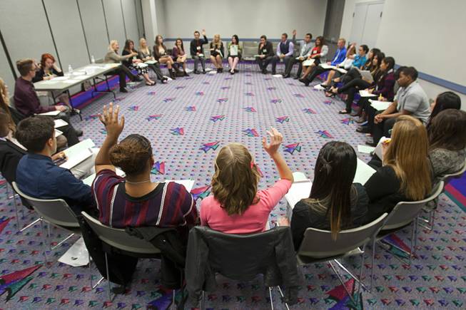 Students participate in a discussion during the annual Las Vegas Sun Youth Forum at the Las Vegas Convention Center Tuesday, November 20, 2012.