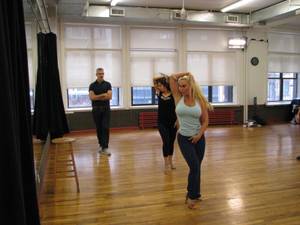 Coco works with Jerry Mitchell and Paula Caselton during "Peepshow" rehearsals in New York.