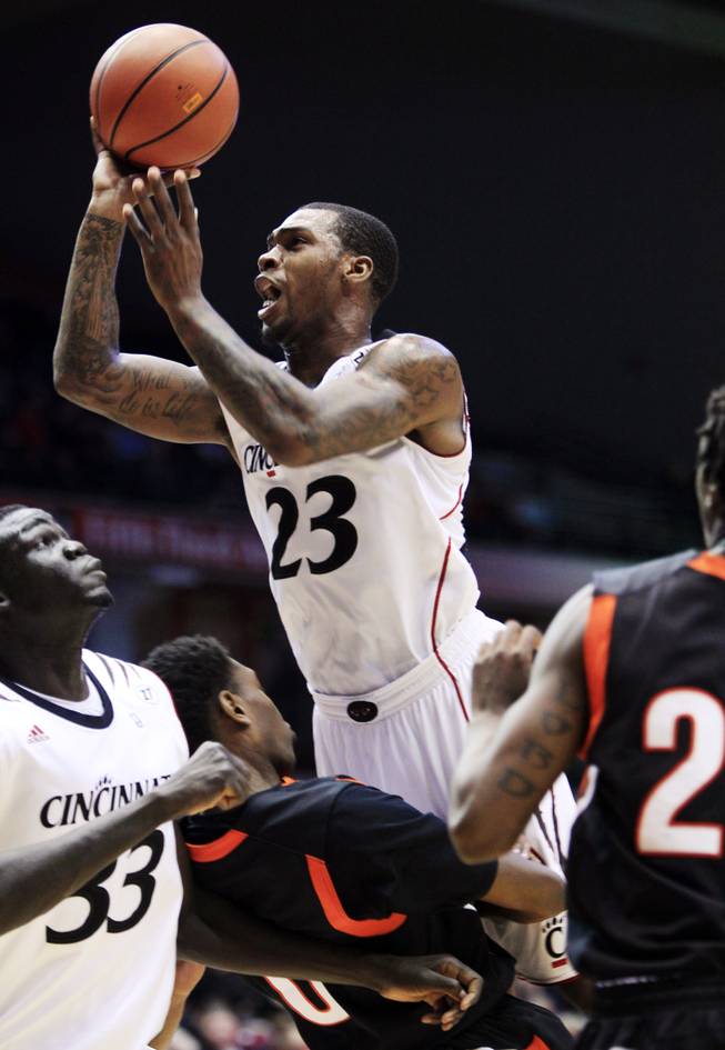 Cincinnati guard Sean Kilpatrick (23) drives against Campbell on Nov. 20, 2012, in Cincinnati. Kilpatrick is averaging 19.5 points and 6.8 rebounds per game for the 22nd-ranked Bearcats.
