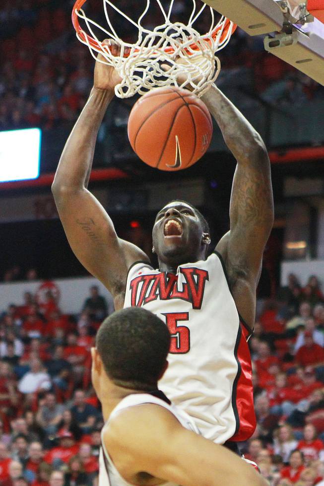 UNLV forward Anthony Bennett dunks during their game against  Iowa State Saturday, Nov. 24, 2012 in the Global Sports Classic at the Thomas & Mack Center. UNLV won the game 82-70.