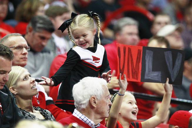 A young UNLV fan dances during a time out in the Rebels game against  Iowa State Saturday, Nov. 24, 2012 in the Global Sports Classic at the Thomas & Mack Center. UNLV won the game 82-70.