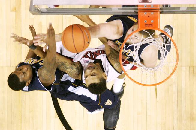 UNLV guard Anthony Marshall is fouled by UC Irvine during their game Wednesday, Nov. 28, 2012 at the Thomas & Mack. UNLV won the game 85-57.