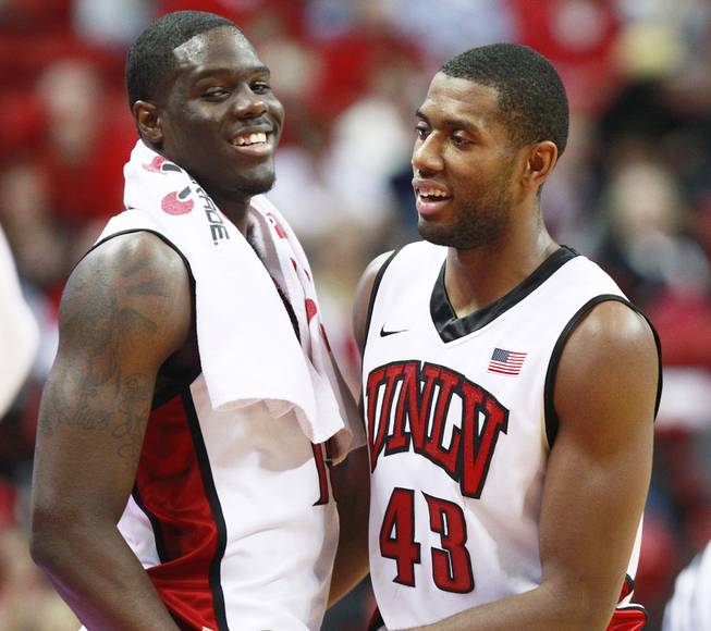 UNLV forwards Anthony Bennett, left, and Mike Moser come out of their game against UC Irvine Wednesday, Nov. 28, 2012 at the Thomas & Mack. UNLV won the game 85-57.