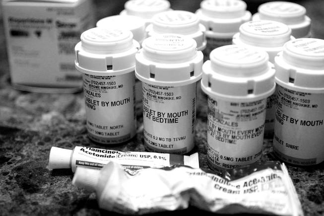 All the medications that Almalinda Guerrero-Gonzales gives to her five children, who have various physical and mental disabilities, at their home in Las Vegas on Wednesday, November 28, 2012.