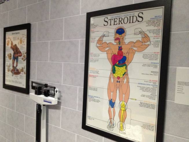 Issues such as steroid use are given treatment at at Score!, the interactive sports fantasy exhibit at the Luxor in Las Vegas.