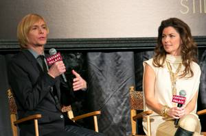 Costumier Mark Bouwer and Shania Twain make a few remarks during a press conference at Caesars Palace for their upcoming show "Still the One" on Friday, Nov. 30, 2012.