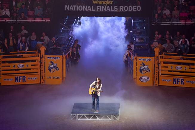 Singer/songwriter Bonnie Bishop performs during the fourth go-round of the Wrangler National Finals Rodeo at the Thomas & Mack Center Sunday, Dec. 9, 2012. The NFR continues through Saturday.
